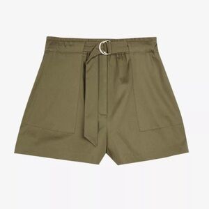 Ted Baker Women’s Belted High Waist Shorts Khaki Green Cotton Blend Size XS-S